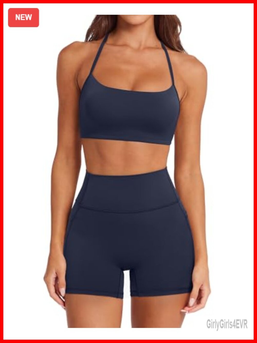 SUUKSESS Women 2 Piece Workout Sets Padded Halter Sports Bras High Waisted
